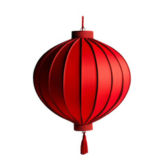 Obraz premium A single red Chinese lantern hanging isolated on white background