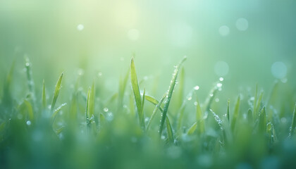 Obraz premium green grass with dew drops