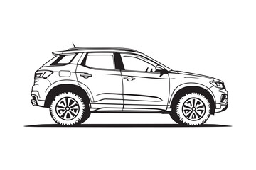 SUV line art and black color