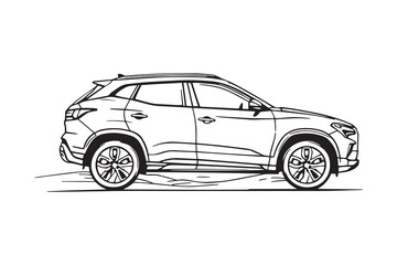 SUV line art and black color