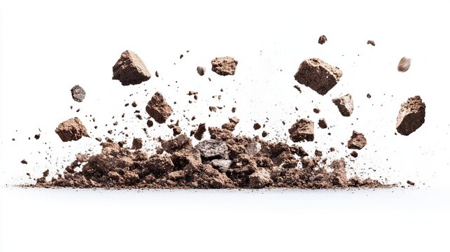 A pile of earth and rocks exploding outward