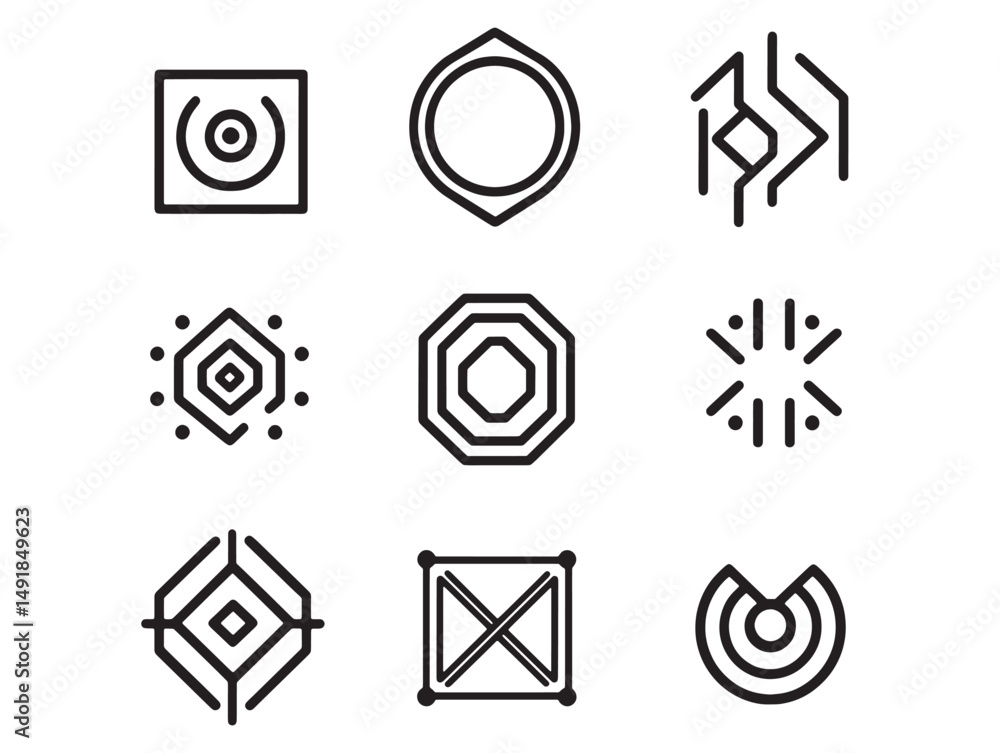 Poster clean minimal align left line art design concept