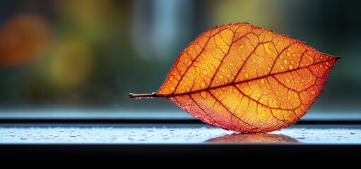 Obraz premium Autumnal Leaf: A Tranquil Moment