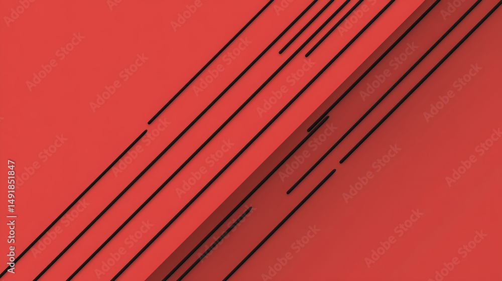 Poster abstract minimalistic red background featuring bold black straight lines in uhd 8k resolution, showc