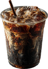Iced Coffee in Plastic Cup with Straw and Condensation