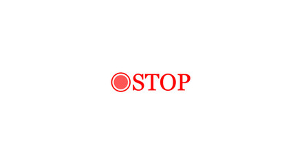 Red stop sign and record symbol against a white background for caution warnings and blocking or halting actions, concepts
