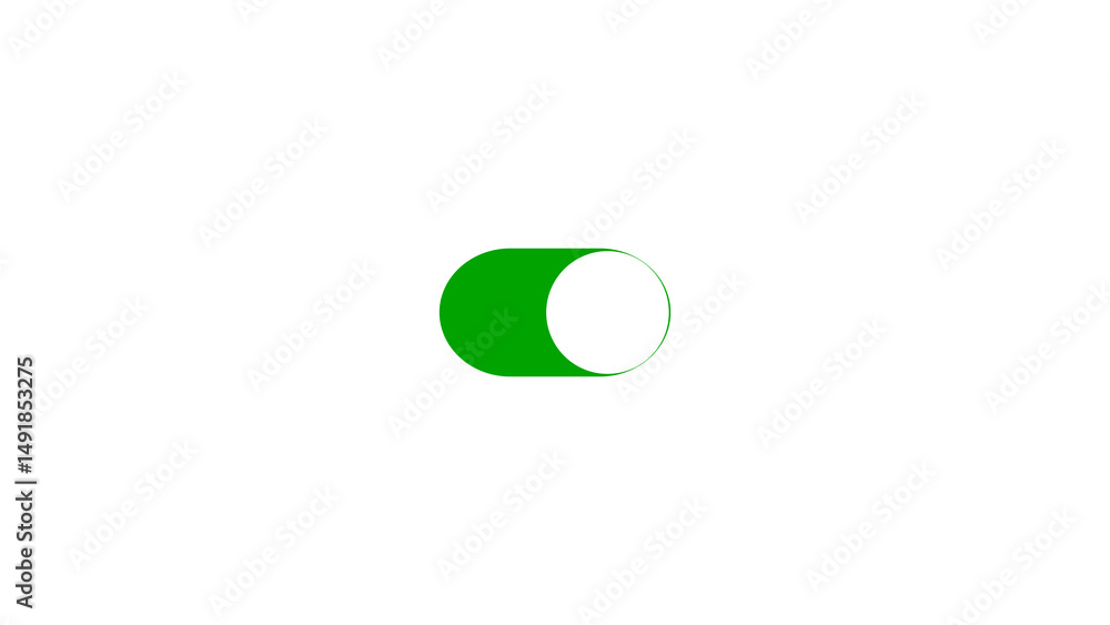 Poster simple green toggle switch icon for interface design on a clean white background representing activa