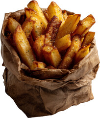Golden French Fries in Paper Pouch