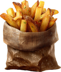Golden French Fries in Paper Pouch