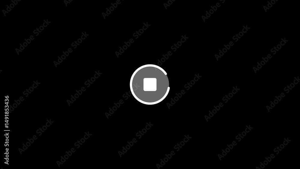 Poster minimalist stop button icon representing a loading process in a circular shape with a modern design 