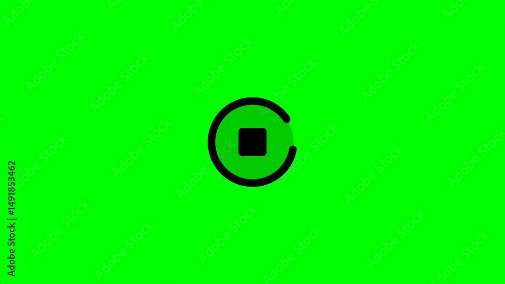 Poster isolated graphic stop button icon with a green background suitable for video editing applications an