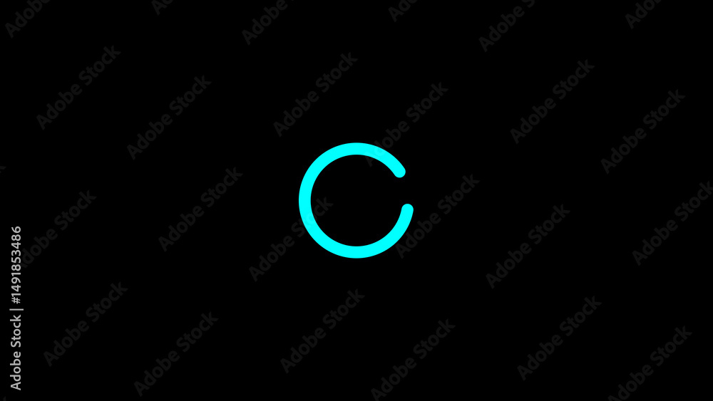 Fototapete minimalist loading animation of a teal circular progress indicator against a solid black background 