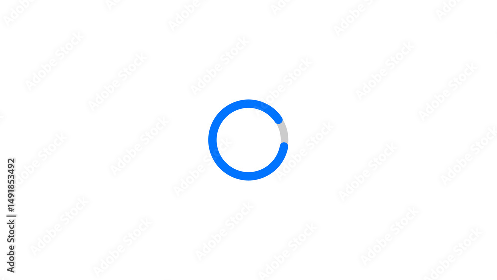 Poster blue circular loading indicator with partial grey segment illustrating a progress symbol against a c
