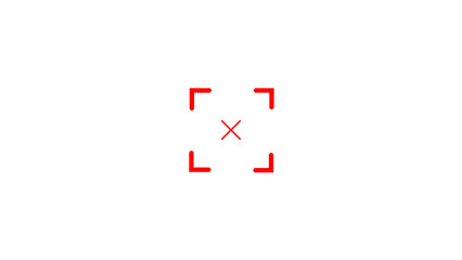 Red target crosshair symbol centered on white backdrop representing aiming focusing and precision in design concept