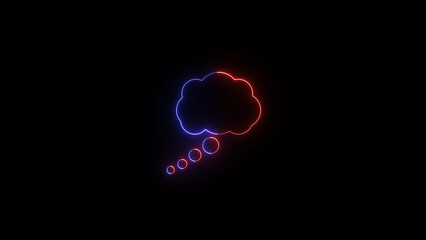 Glowing neon thought bubble with a dark background represents ideas concepts or communication for design and creative projects
