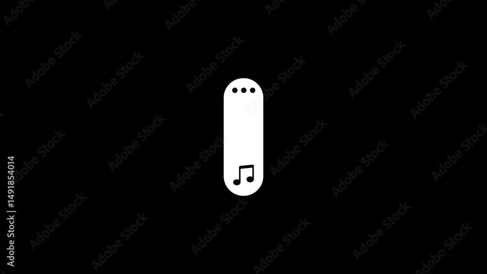 Poster abstract musical symbol design featuring a clean minimalistic aesthetic and a simple white shape wit