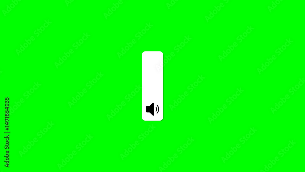 Poster volume control design element with a speaker icon and a slider displayed on a green chroma key backg