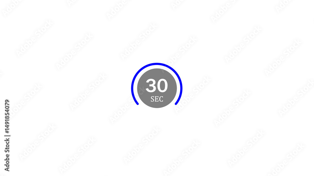 Poster a minimalistic digital illustration representing thirty seconds duration within a circular frame out