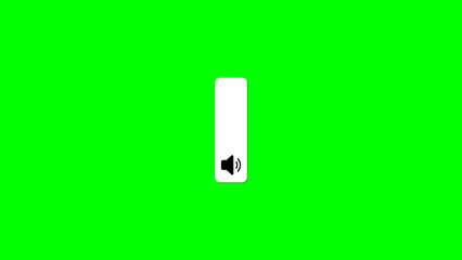 Volume control design element with a speaker icon and a slider displayed on a green chroma key background for video production and editing purposes.
