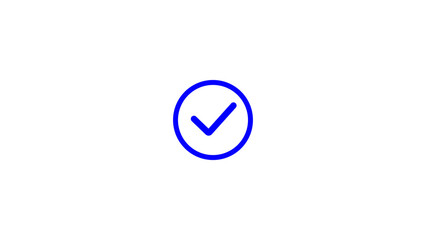Blue check mark icon inside a circle representing a confirmation or validation on a white background for web design and graphic use.