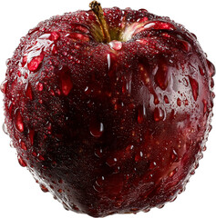 Glossy Red Apple with Water Droplets