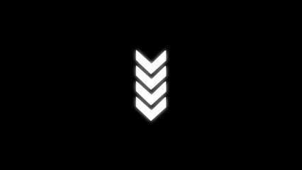 Abstract white arrow down icon on a black background representing direction progress and navigation with simple minimalist design