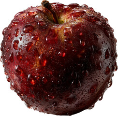 Glossy Red Apple with Water Droplets