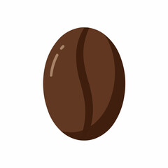 Simple, brown, bean image with vertical dark brown stripe on a white background