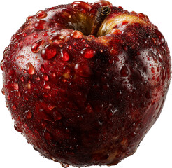 Glossy Red Apple with Water Droplets