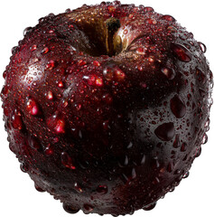 Glossy Red Apple with Water Droplets