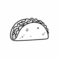 Black & white sketch of a filled taco, minimal detail