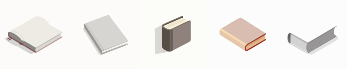 Minimalist Closed Book Illustrations Set - Colorful Flat Design for Educational