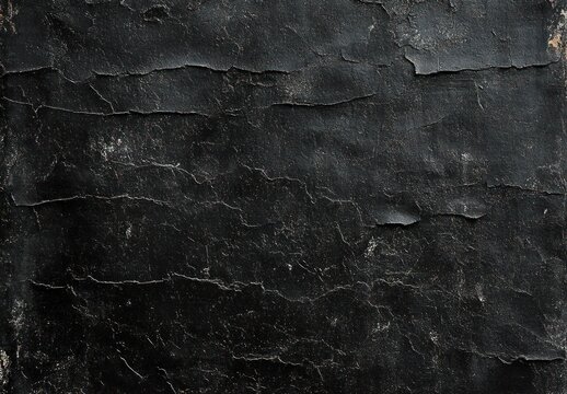 close-up of rough black cracked textured surface with peeling paint on wall