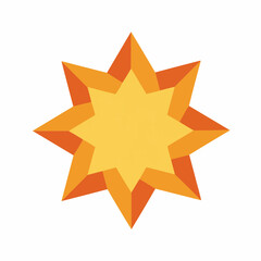 Obraz premium Sun-like burst of angled, layered shapes in yellow and orange hues, set against a white backdrop
