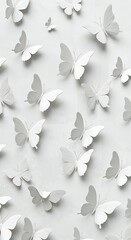 Serene White Butterflies: Paper Art Texture