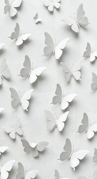 Serene White Butterflies: Paper Art Texture
