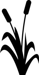 Wetlands Black Silhouette Icon with Multiple Marsh Cattails Elements, Environment Icons Over A Seamless Pattern designs template, isolated on transparent background, used for mobile apps, web page