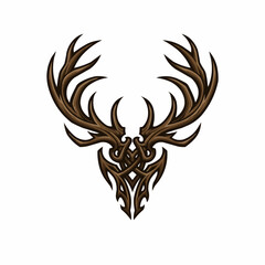 Fototapeta premium Graphic artwork depicting antler's silhouette on white background, stylized design