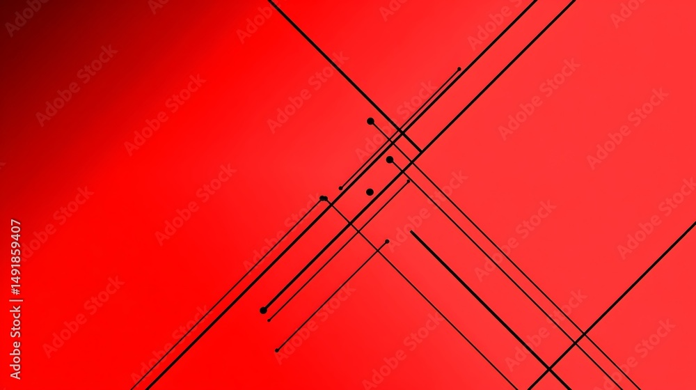 Poster abstract minimalistic red background featuring bold black straight lines in uhd 8k resolution, showc