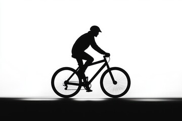 Obraz premium Silhouette of a person riding a bicycle against a bright background, showcasing motion and focus
