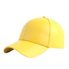 Fototapeta premium Yellow baseball cap isolated on black background, close up view