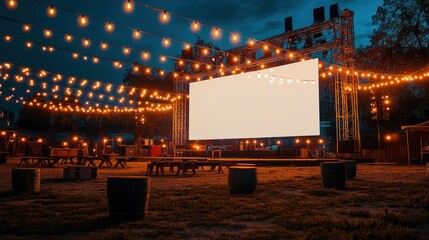 Outdoor Cinema Screen Night Lights Festival