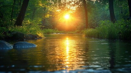 sunset over the river