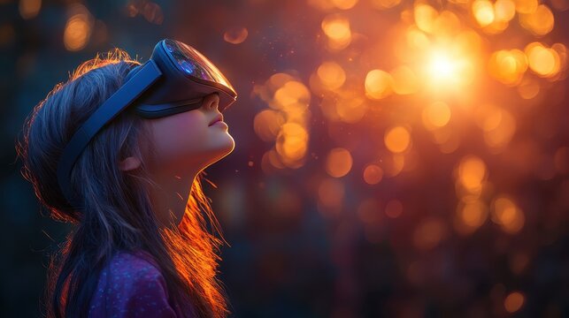 education accessibility with VR close up, virtual reality breaking learning barriers, whimsical, composite, child exploring history via VR headset