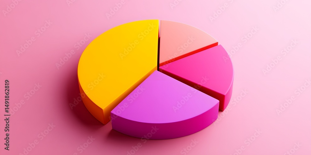 Poster colorful pie chart representation of data segments.