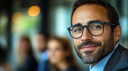 business leadership close up, leading in a time of transformation, dynamic, multilayer, corporate leader addressing a diverse team