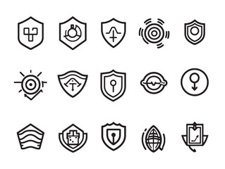 antivirus line art secure network system cyber defense illustration