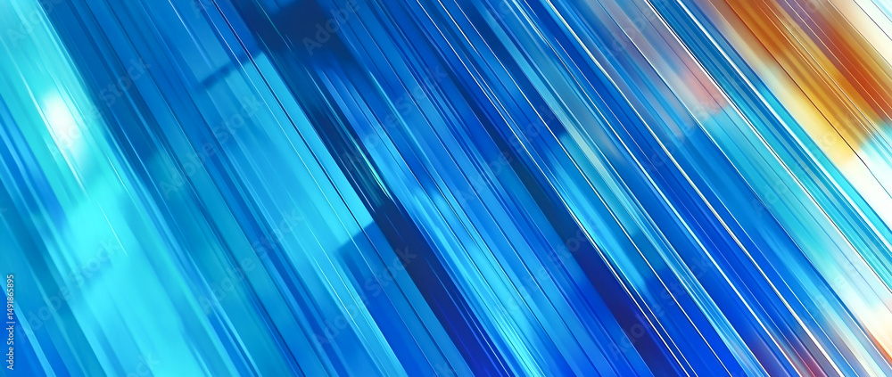 Poster abstract blue and cyan diagonal stripes forming a dynamic modern background suitable for various des