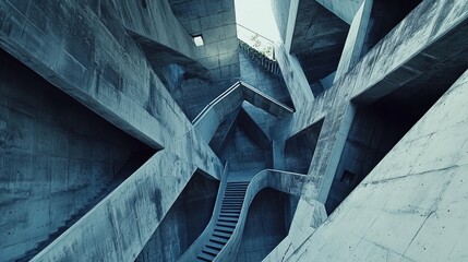 Intricate concrete structure with winding pathways