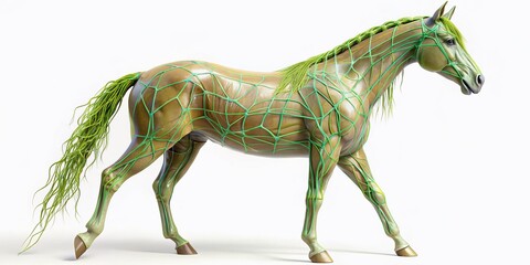 Fototapeta premium Panoramic 3D Medical Animation: Horse Lymphatic System